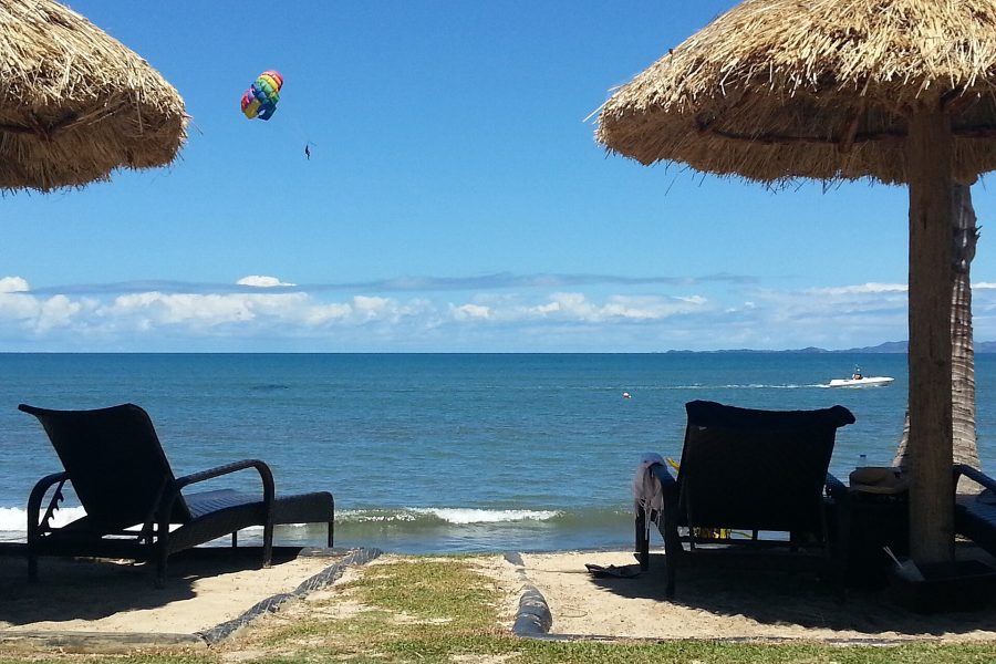 Beach and lagoon in Fiji