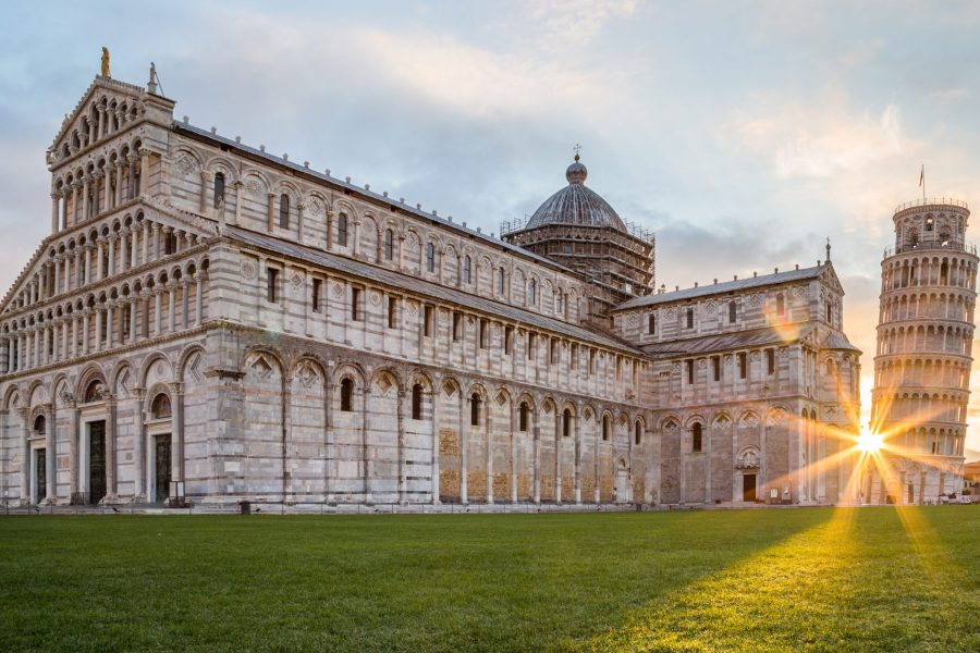 The Duomo and Tower of Pisa at sunrise